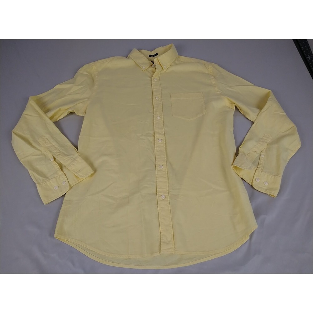 Hawker Rye Button Down Oxford Shirt Mens L Yellow Cotton Soft Long Sleeve